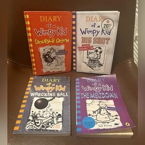 4 Diary of a Wimpy Kid Books in great condition! (2 hardcover & 2 paperback)
